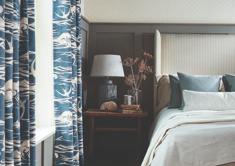 Blue and white bedroom set